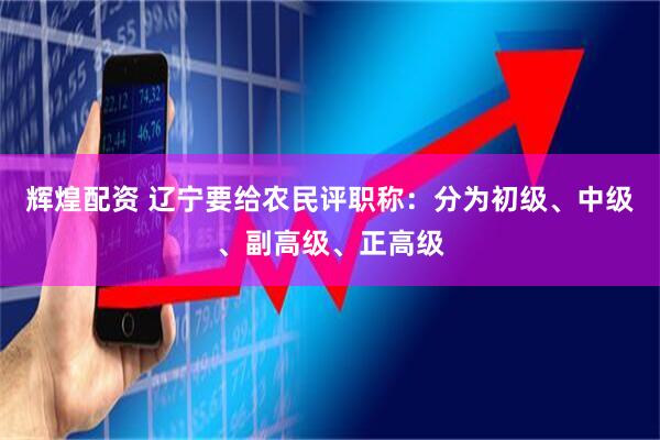 辉煌配资 辽宁要给农民评职称：分为初级、中级、副高级、正高级